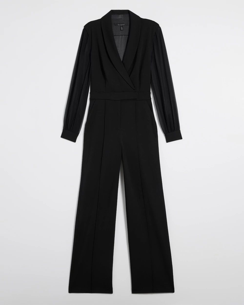 Black jumpsuit with sheer sleeves outlet